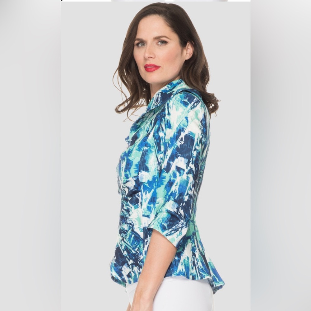 Canadian Joseph Ribkoff’s, zip up, stretchy, vibrant, versatile jacket. - Picture 3 of 4